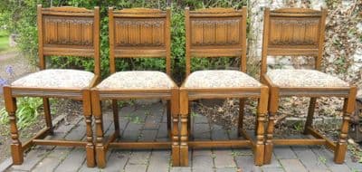 SOLD - Set of Four Oak Dining Chairs