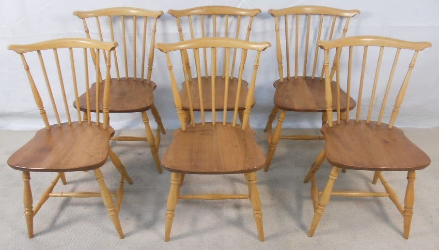SOLD - Set of Six Ercol Light Elm Kitchen Dining Chairs - SOLD