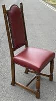 SOLD Set of Six Oak & Leather Highback Dining Chairs