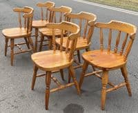 SOLD Set of Six Pine Kitchen Chairs