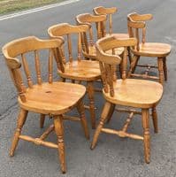SOLD Set of Six Pine Kitchen Chairs