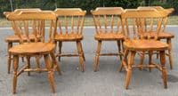 SOLD Set of Six Pine Kitchen Chairs