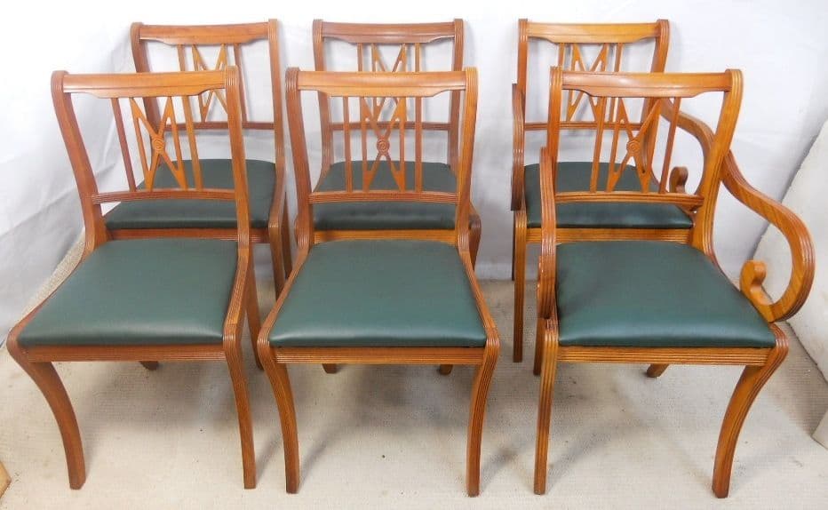 SOLD Set of Six Yew Dining Chairs by Beresford & Hicks