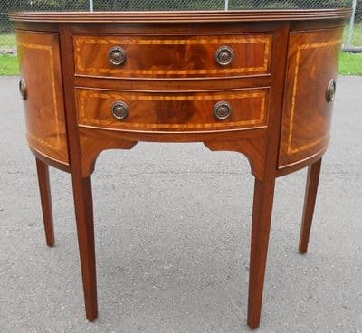 SOLD  - Small Bow Front Inlaid Mahogany Sideboard