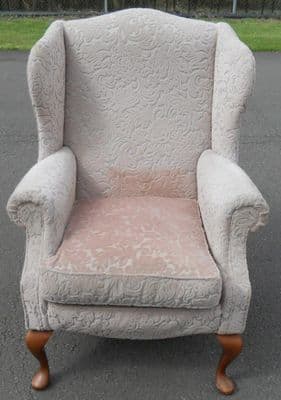 SOLD - Upholstered Wing Fireside Armchair