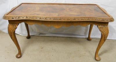 SOLD - Walnut Shaped Top Long Coffee Table