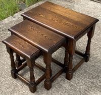 Solid Oak Nest Three Coffee Tables