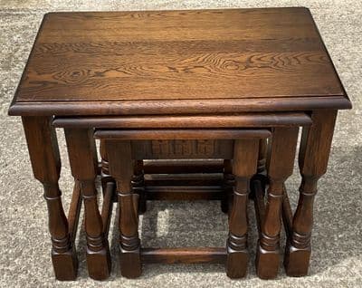 Solid Oak Nest Three Coffee Tables