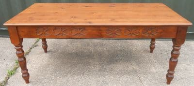 Stained Pine Farmhouse Kitchen Dining Table