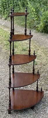 Standing Bowfront Mahogany Five Tier Corner Whatnot