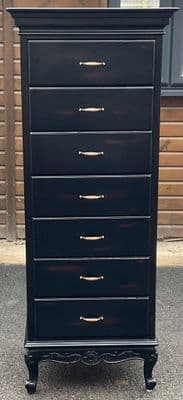 Tall Dark Ebonized Chest of Drawers