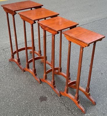 Tall Mahogany Nest of Four Coffee Tables