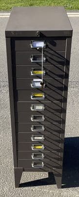 Tall Metal Narrow Chest of 12 Drawers by Stor