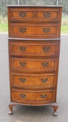 Tall Narrow Walnut Chest of Drawers