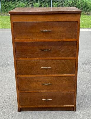Tall Veneered Dressing Chest of Drawers