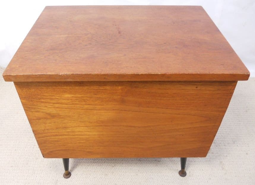 Teak Lift Up Lid Storage Box on TV Legs - SOLD