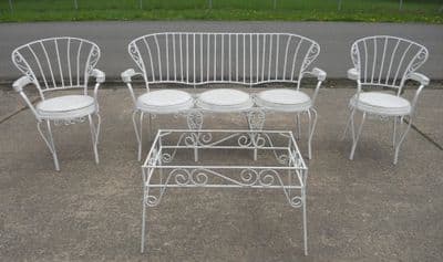 Three Piece Painted Metal Conservatory, Patio Lounge Suite