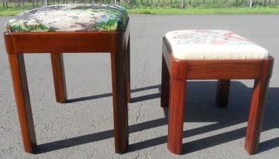 Two Mahogany Framed Upholstered Stools