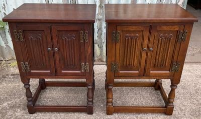 Two Oak Bedside Cabinets by Old Charm
