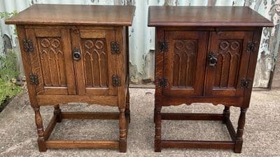 Two Oak Bedside Cupboards