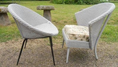Two Retro Style 1950's Lloyd Loom Armchairs