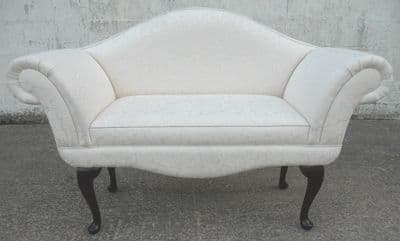 Upholstered Window Seat Settee in Antique Queen Anne Style