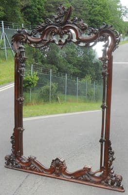 Victorian Style Large Carved Mahogany Mirror