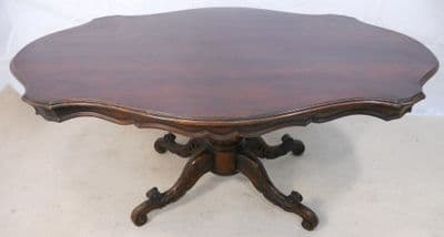 Victorian Style Large Shaped Walnut Pedestal Dining Table to Seat Eight