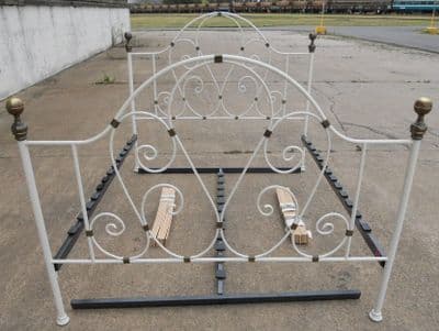 Victorian Style Painted Ornate Brass & Iron Double Bed