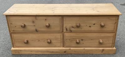 Victorian Style Pine Low Chest of Drawers