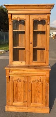 Victorian Style Stripped Pine Bookcase