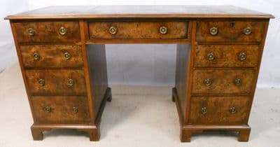 Walnut Pedestal Kneehole Writing Desk