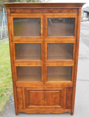 Walnut Standing Glazed Bookcase Cabinet
