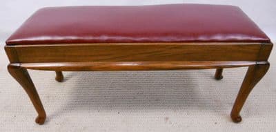Wooden Queen Anne Style Upholstered Footstool