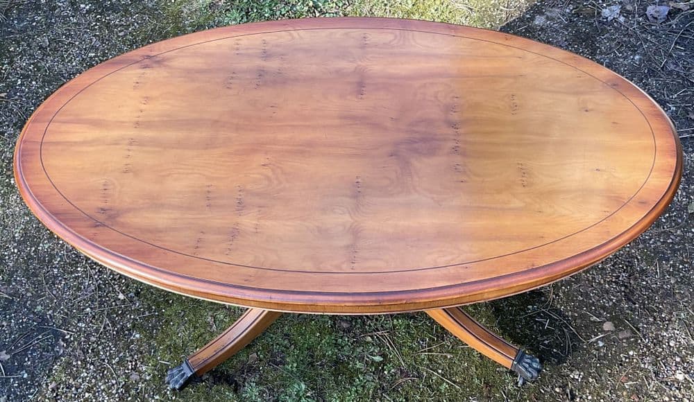 Yew Large Oval Pedestal Coffee Table