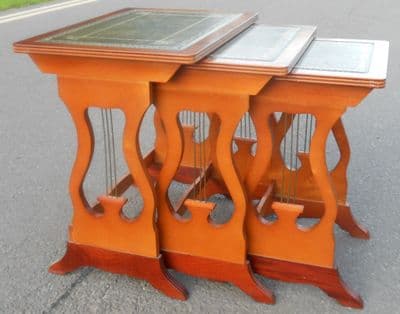 Yew Nest of Three Lyre End Coffee Tables