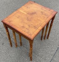Yew Nest of Three Turned Leg Coffee Tables