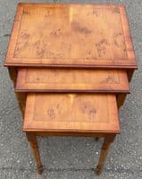 Yew Nest of Three Turned Leg Coffee Tables