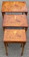 Yew Nest of Three Turned Leg Coffee Tables
