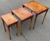 Yew Nest of Three Turned Leg Coffee Tables