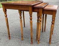 Yew Nest of Three Turned Leg Coffee Tables