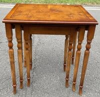 Yew Nest of Three Turned Leg Coffee Tables