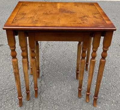 Yew Nest of Three Turned Leg Coffee Tables