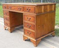 Yew Twin Pedestal Writing Desk