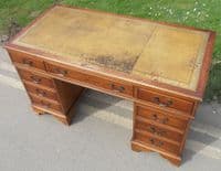 Yew Twin Pedestal Writing Desk