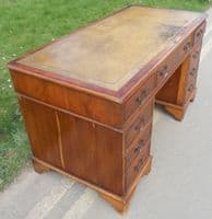 Yew Twin Pedestal Writing Desk