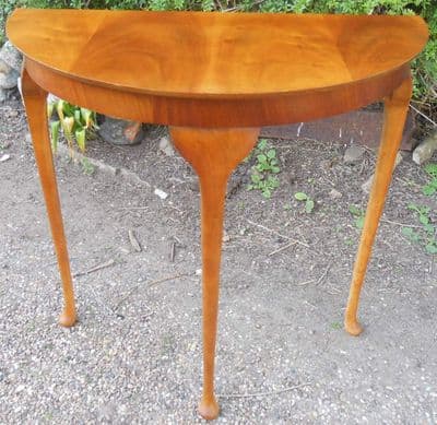 Yew Wood Half Round Console Table