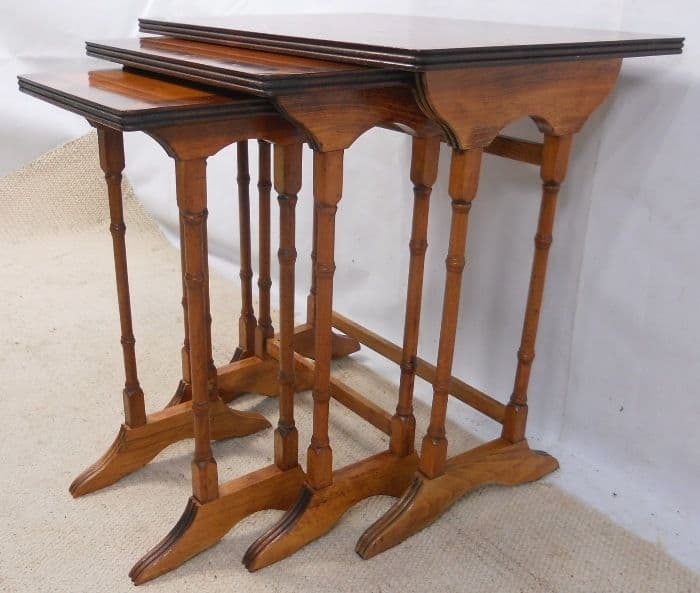 Yew Wood Tall Nest of Three Coffee Tables SOLD