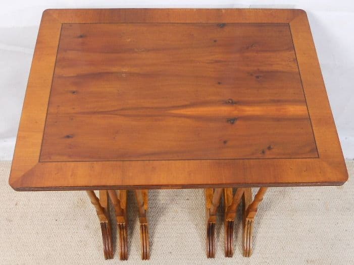 Yew Wood Tall Nest of Three Coffee Tables SOLD