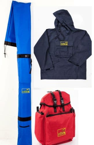 BUNDLE 2 - BRAND NEW TITAN ™ Original Cotton Fishing Hoodie Smock, Rucksack & XL Rod Carrier